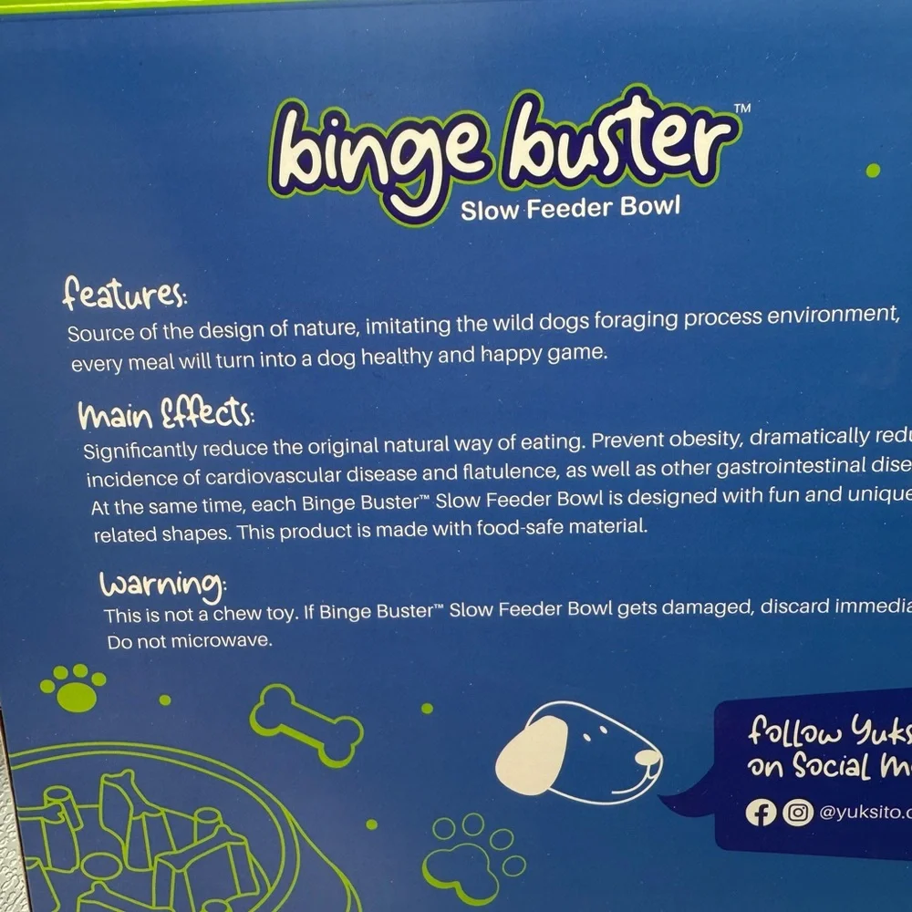 Slow Feeder Dog Bowl, 5-8 Times Slower Feed Design Binge Buster